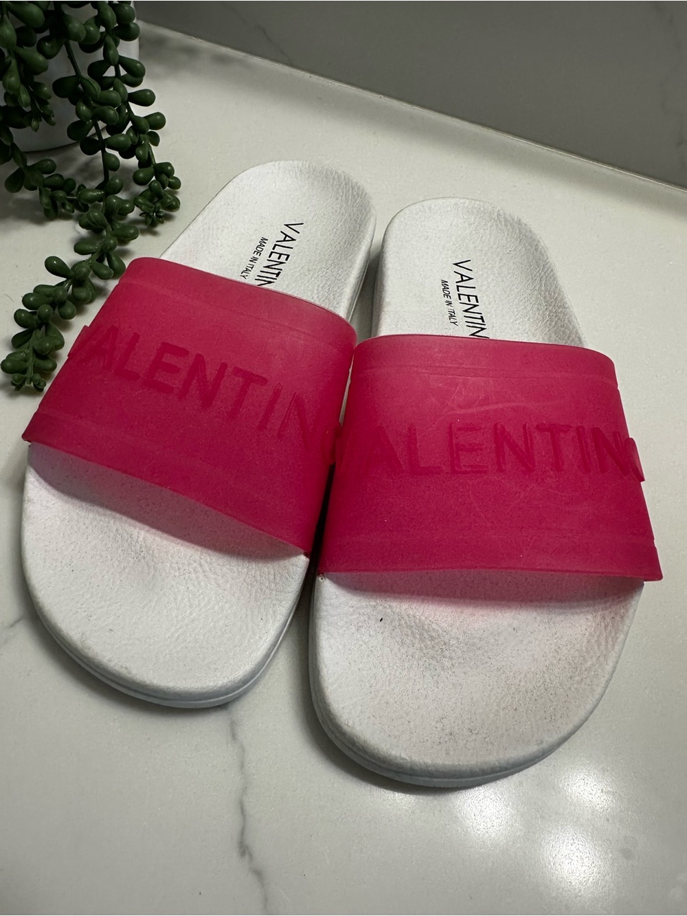 VALENTINO Women's Hot Pink Slide Sandals